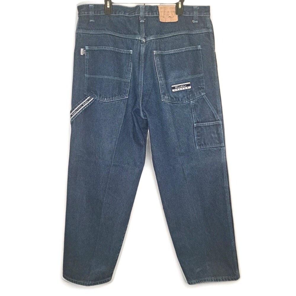 Brooklyn Xpress Mens Baggy Hip-hop Y2K Carpenter Blue Jeans Size 42